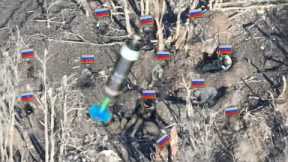 Horrible Footage!! Drones FPV Ukrainian obliterate 580 Russian Soldier hiding in trench Bakhmut